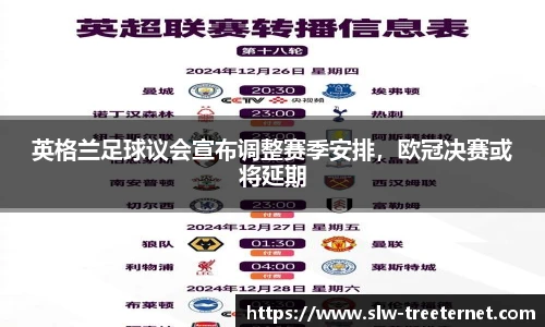英格兰足球议会宣布调整赛季安排，欧冠决赛或将延期